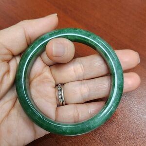 NEW JADE BANGLE BRACELET GENUINE GREEN NATURAL BURMESE JADEITE ROCK STONE 55mm X
